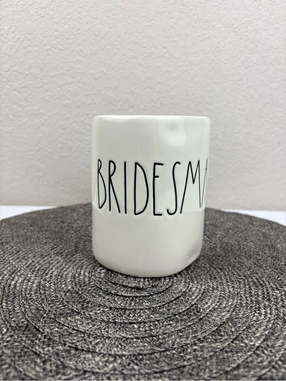 Rae Dunn Off-White Ceramic Mug Featuring Word “BRIDESMAID” In Her Signature Font